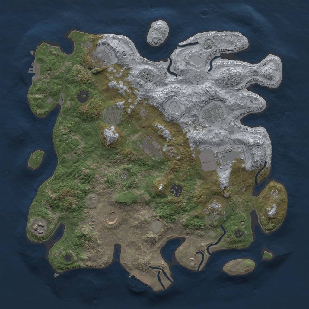 Rust Map: Procedural Map, Size: 3650, Seed: 125546214, 19 Monuments