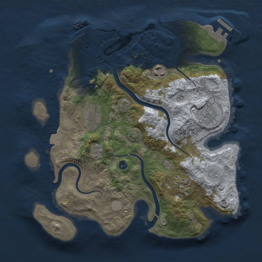 Rust Map: Procedural Map, Size: 3000, Seed: 1907587617, 11 Monuments