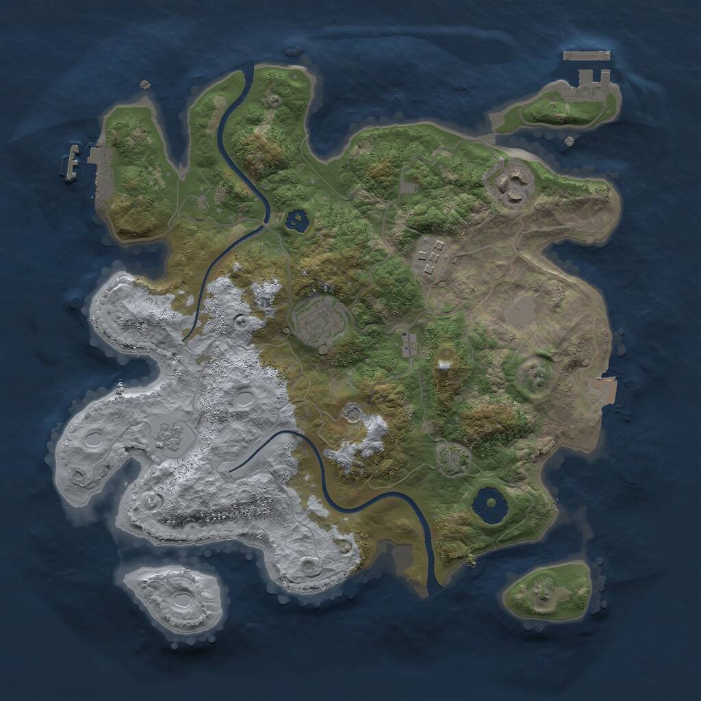 Rust Map: Procedural Map, Size: 3000, Seed: 1853775937, 9 Monuments