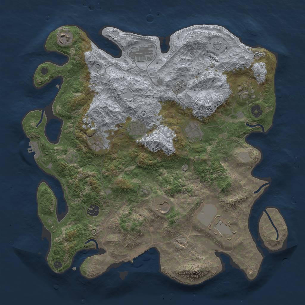 Rust Map: Procedural Map, Size: 3800, Seed: 928931633, 19 Monuments