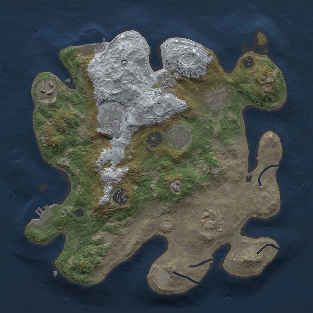 Rust Map: Procedural Map, Size: 3000, Seed: 2029175377, 15 Monuments
