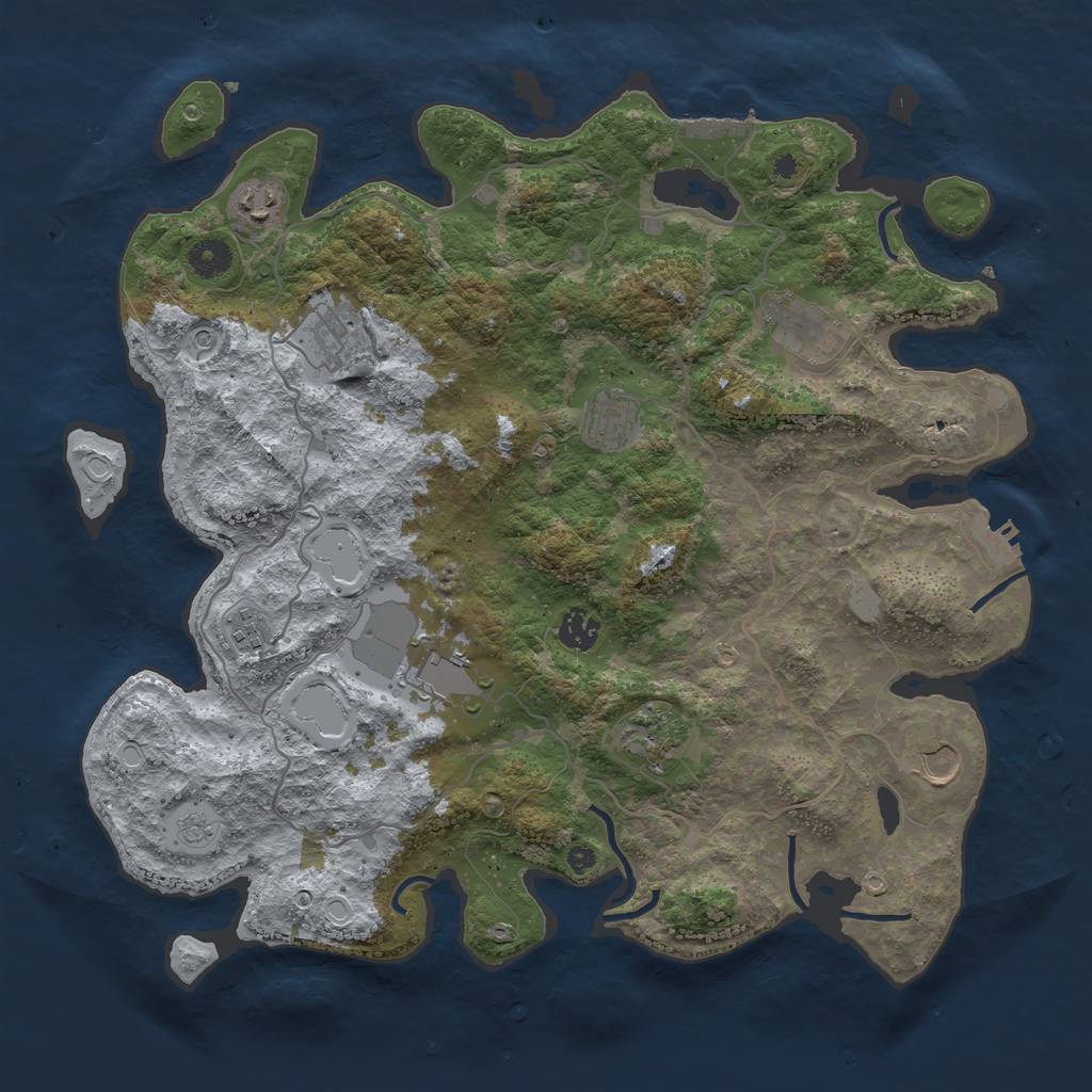 Rust Map: Procedural Map, Size: 4000, Seed: 20230114, 18 Monuments