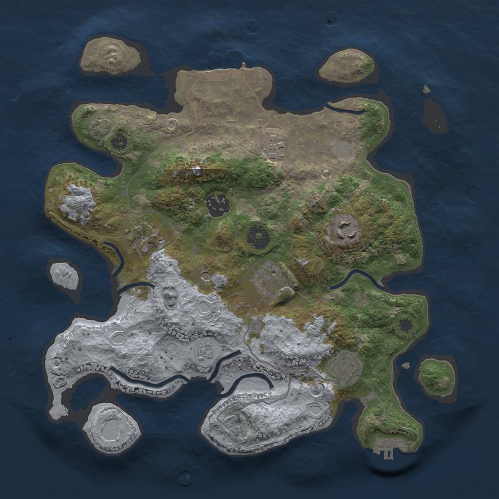 Rust Map: Procedural Map, Size: 3200, Seed: 45453261, 14 Monuments