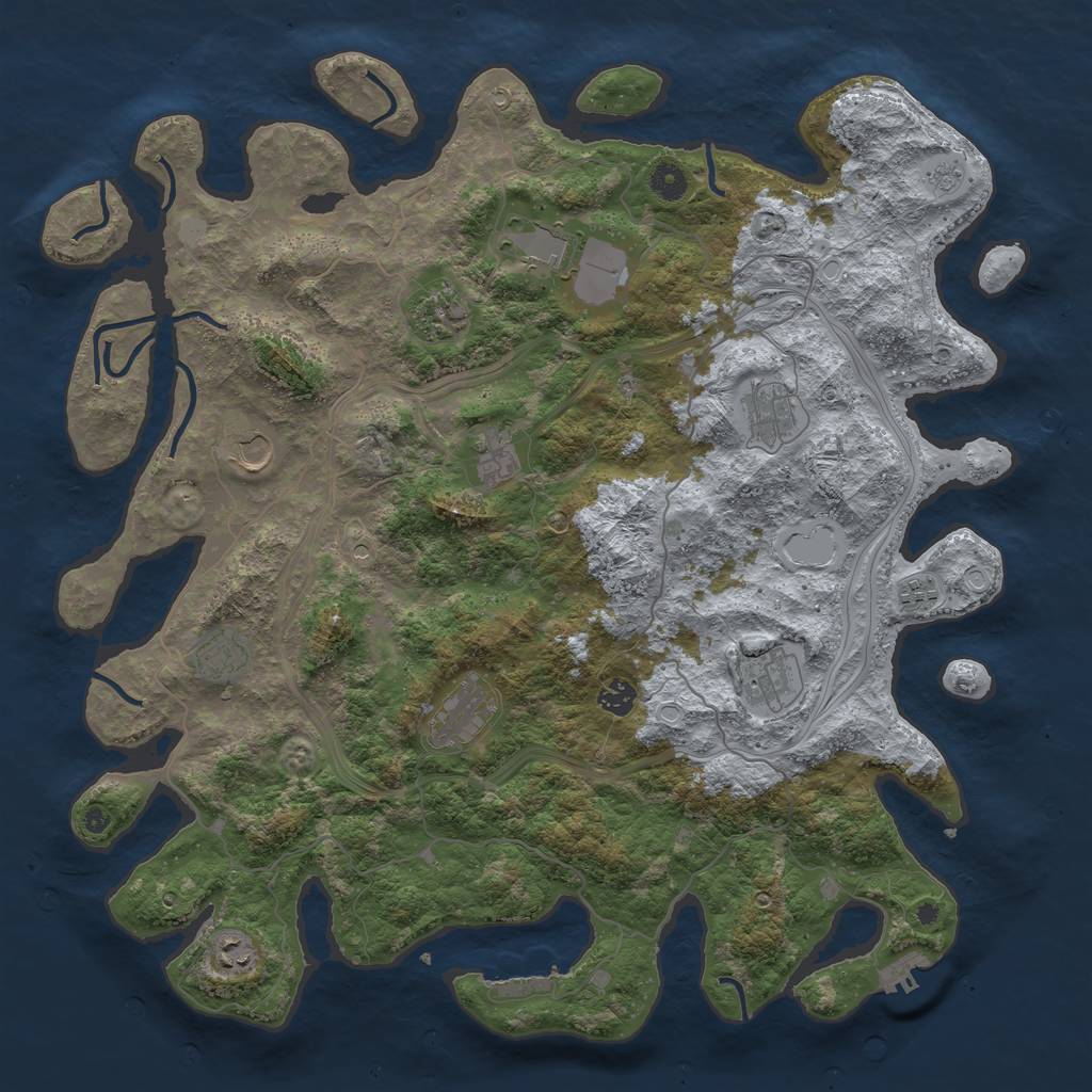 Rust Map: Procedural Map, Size: 4500, Seed: 486147, 20 Monuments
