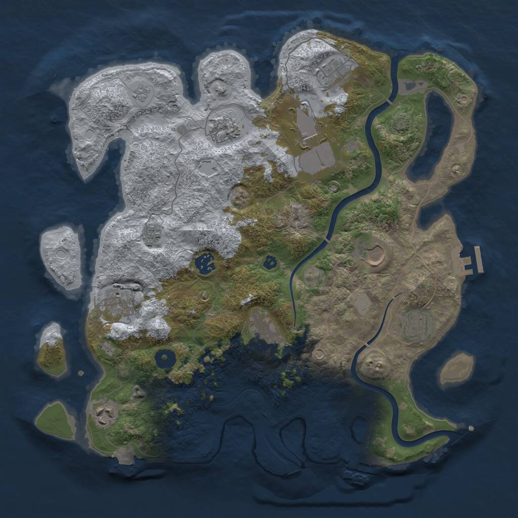 Rust Map: Procedural Map, Size: 3800, Seed: 1544, 16 Monuments