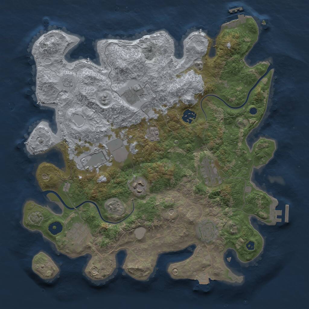 Rust Map: Procedural Map, Size: 3500, Seed: 2062927538, 14 Monuments