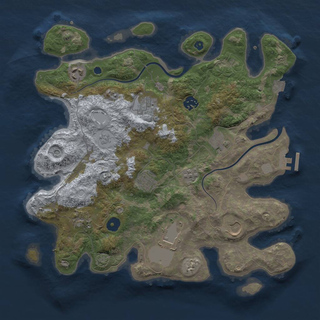 Rust Map: Procedural Map, Size: 3500, Seed: 2088935397, 14 Monuments