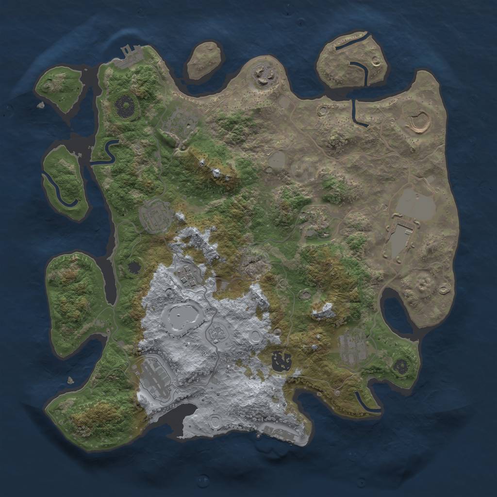 Rust Map: Procedural Map, Size: 3500, Seed: 388748966, 18 Monuments