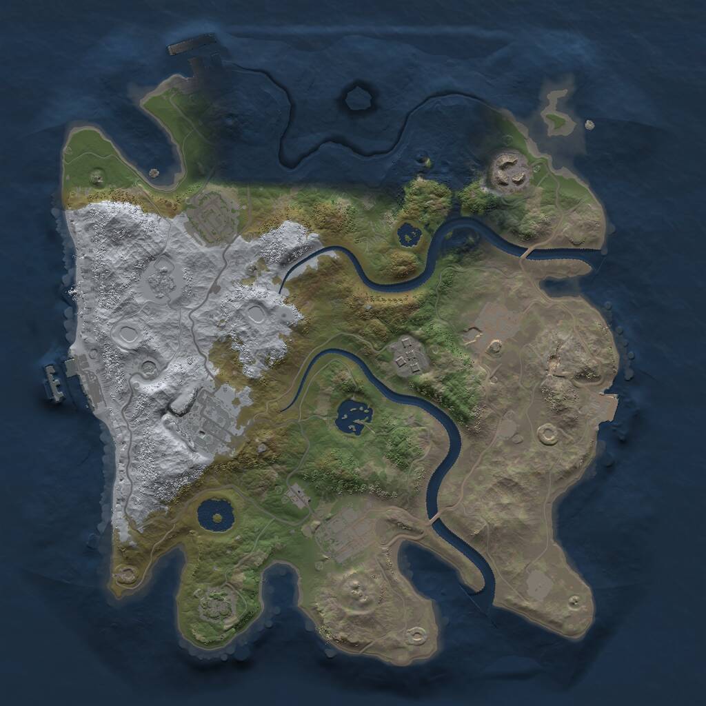 Rust Map: Procedural Map, Size: 3000, Seed: 9102, 13 Monuments
