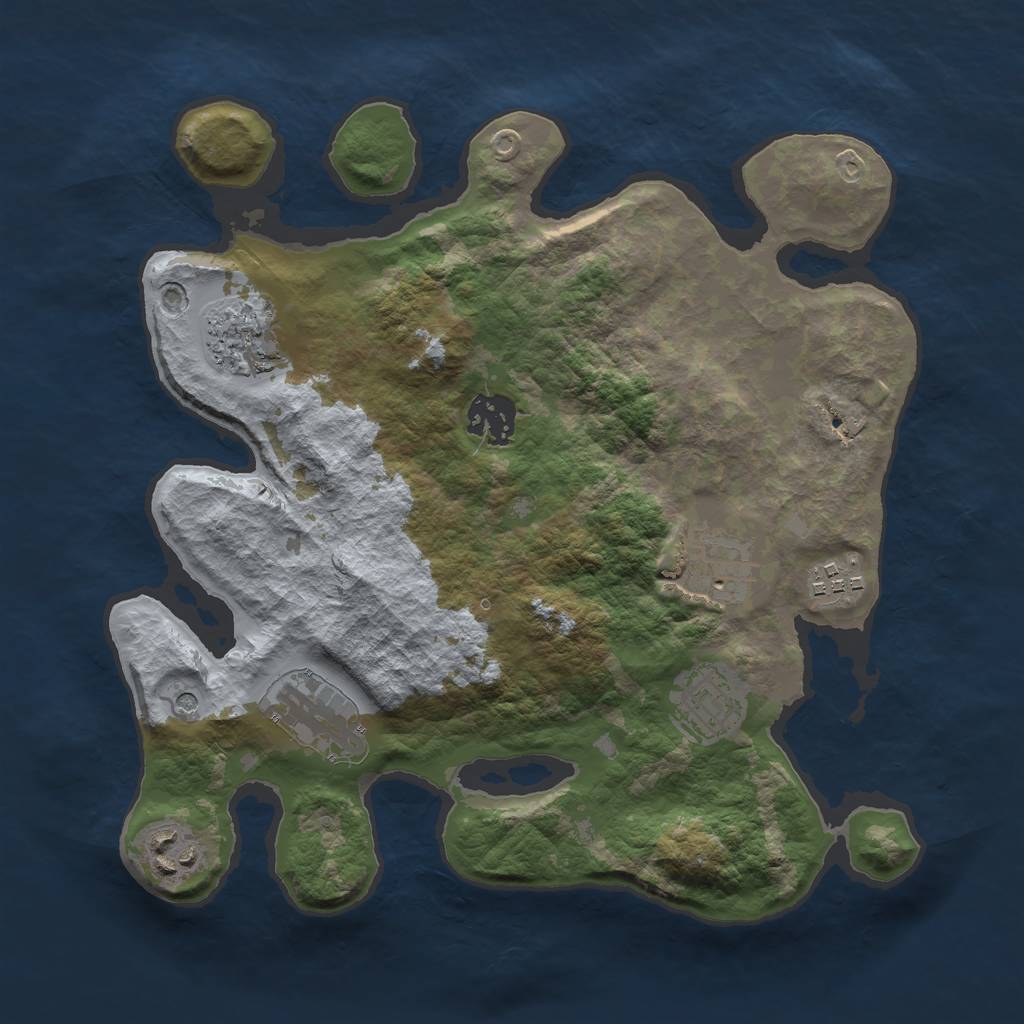 Rust Map: Barren, Size: 3000, Seed: 24168537, 10 Monuments