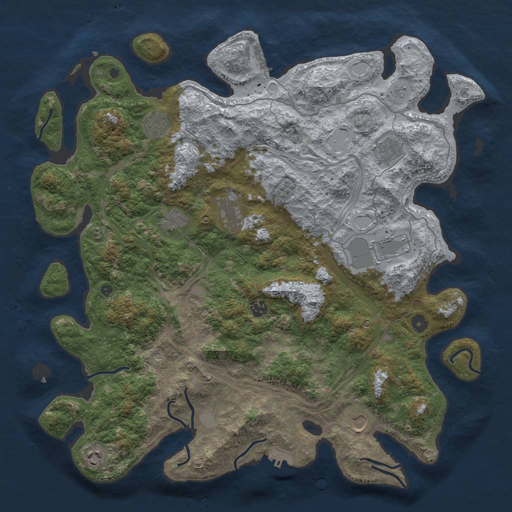 Rust Map: Procedural Map, Size: 4500, Seed: 1808109202, 18 Monuments