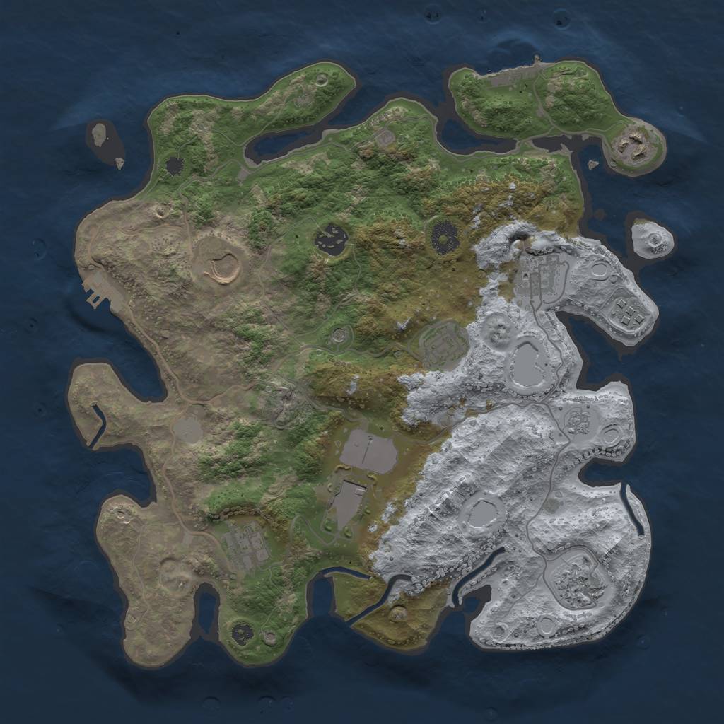 Rust Map: Procedural Map, Size: 3500, Seed: 86951591, 16 Monuments