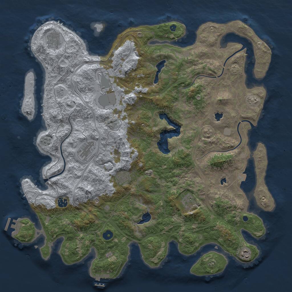Rust Map: Procedural Map, Size: 4500, Seed: 2124193166, 14 Monuments