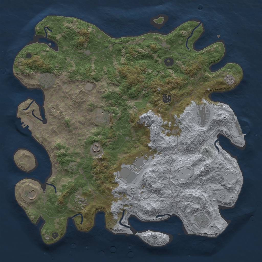 Rust Map: Procedural Map, Size: 4206, Seed: 69420, 19 Monuments