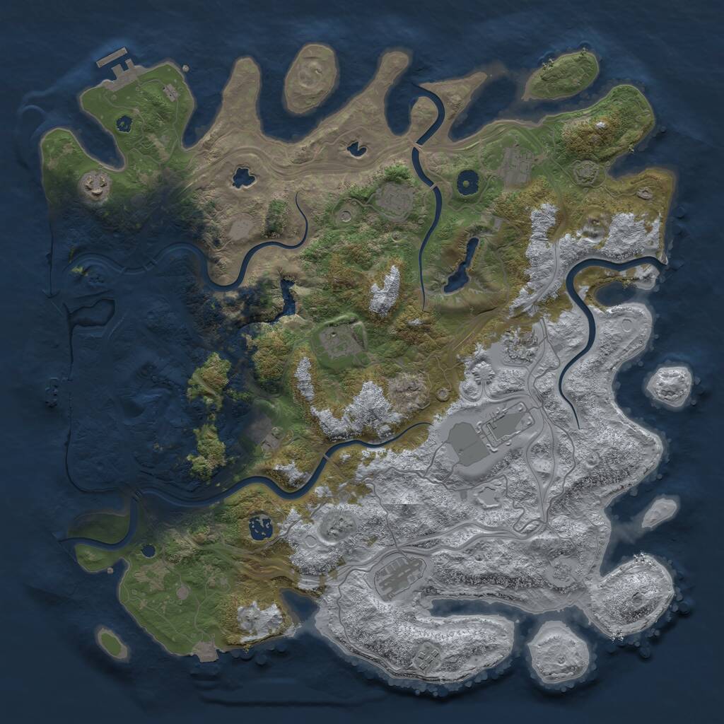 Rust Map: Procedural Map, Size: 4500, Seed: 1550929289, 16 Monuments