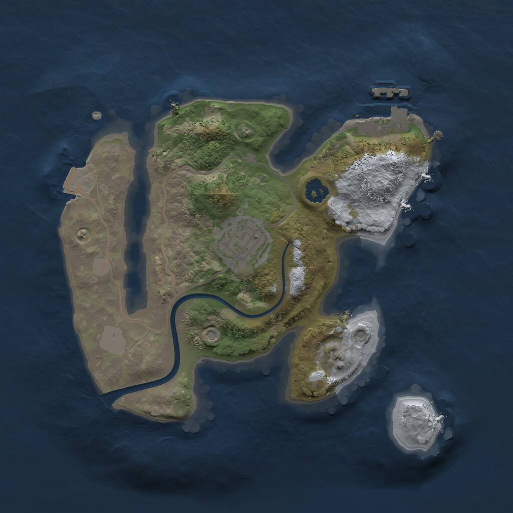 Rust Map: Procedural Map, Size: 2200, Seed: 2117450090, 3 Monuments