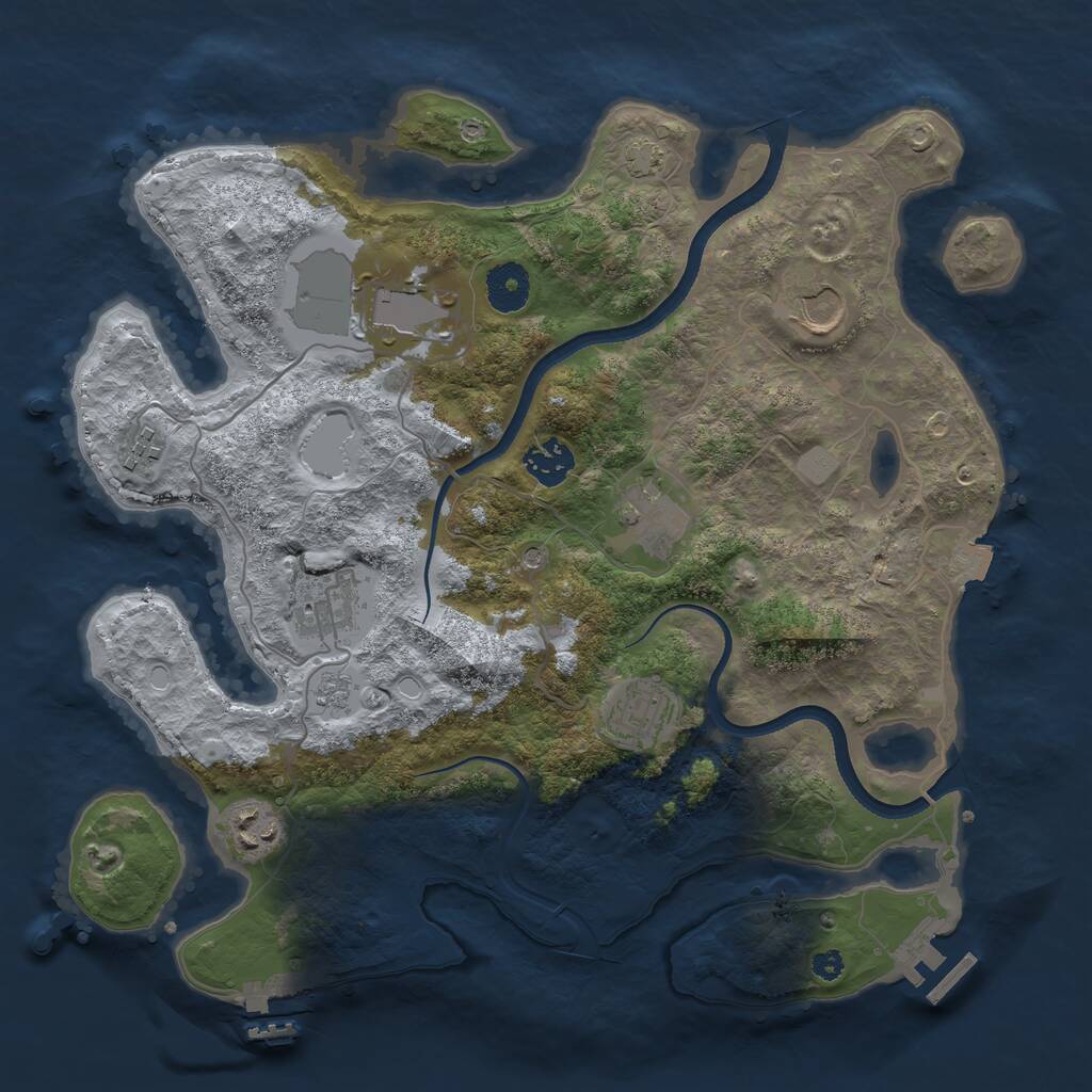 Rust Map: Procedural Map, Size: 3500, Seed: 1723394432, 14 Monuments