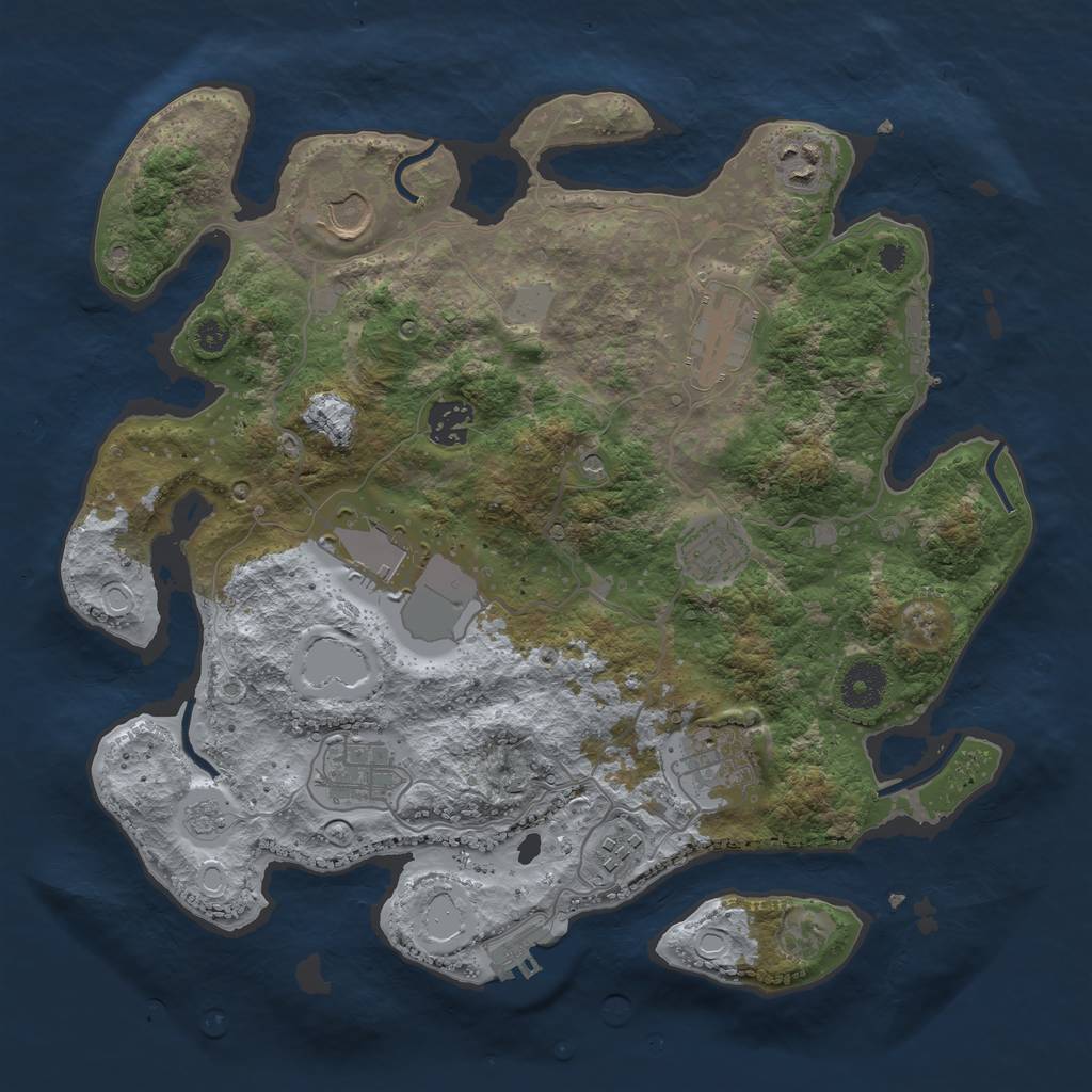 Rust Map: Procedural Map, Size: 3500, Seed: 18917, 16 Monuments