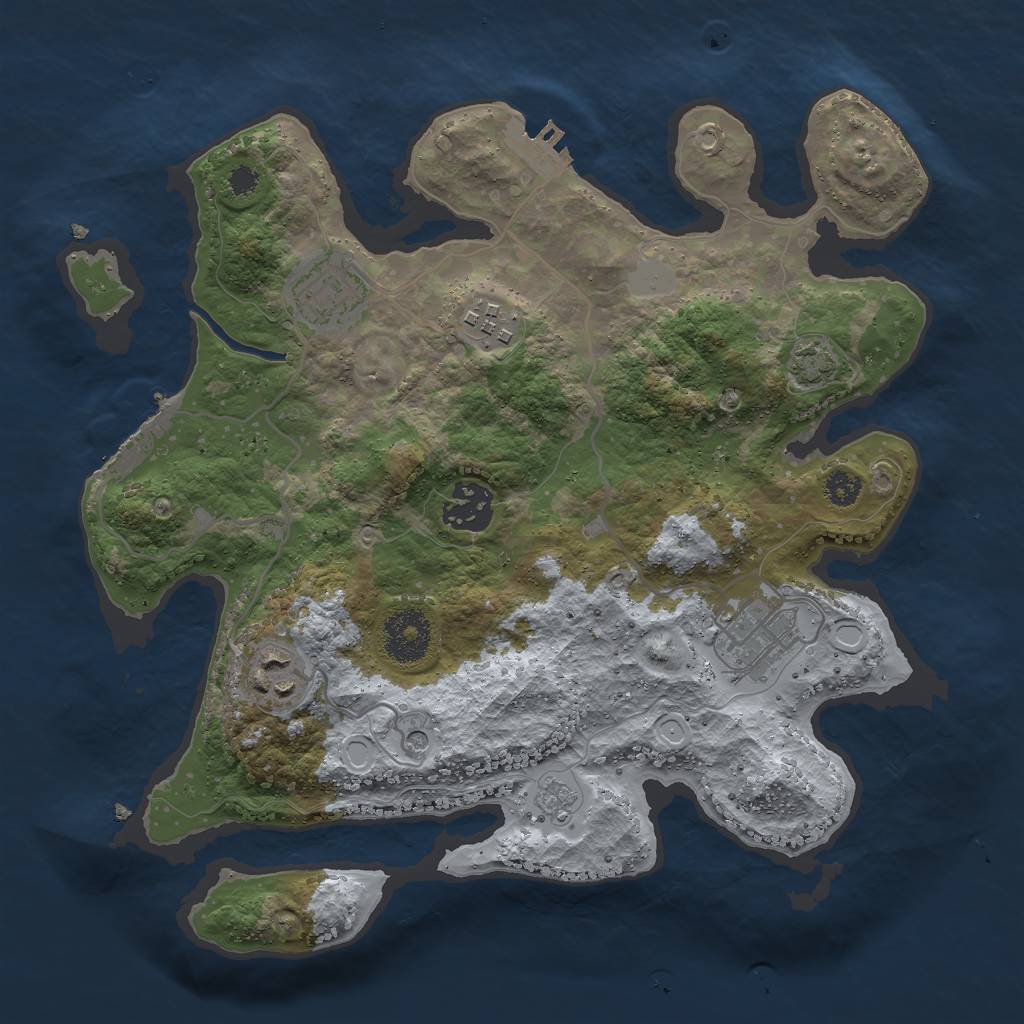 Rust Map: Procedural Map, Size: 3000, Seed: 334992159, 12 Monuments