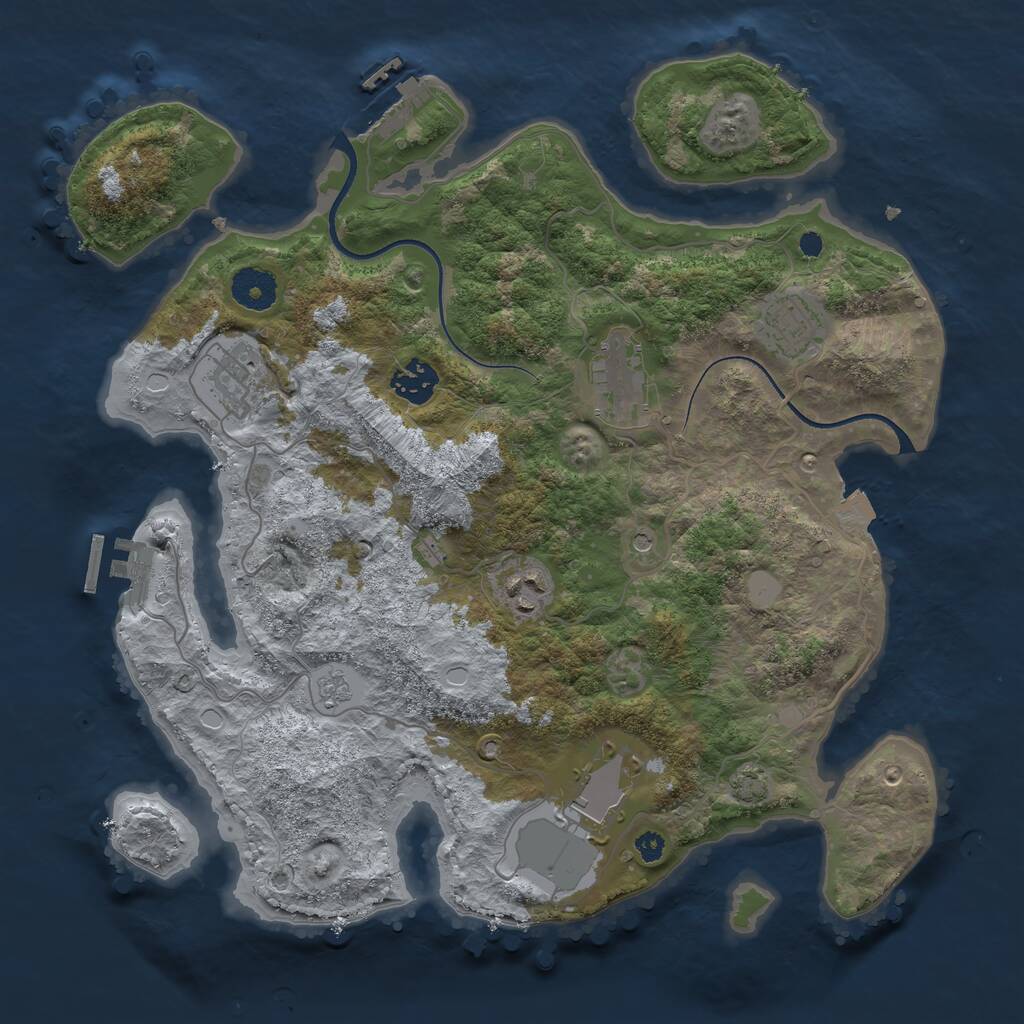 Rust Map: Procedural Map, Size: 3500, Seed: 70834698, 12 Monuments