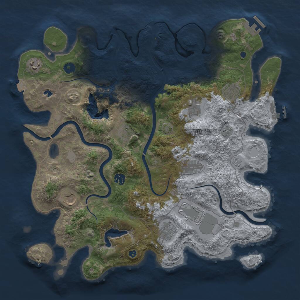 Rust Map: Procedural Map, Size: 4000, Seed: 2041437734, 16 Monuments