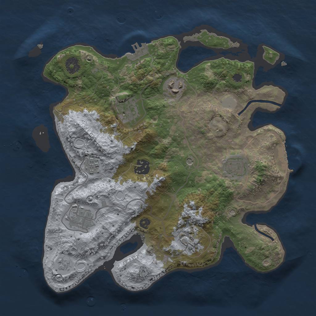 Rust Map: Procedural Map, Size: 3000, Seed: 1399317859, 14 Monuments