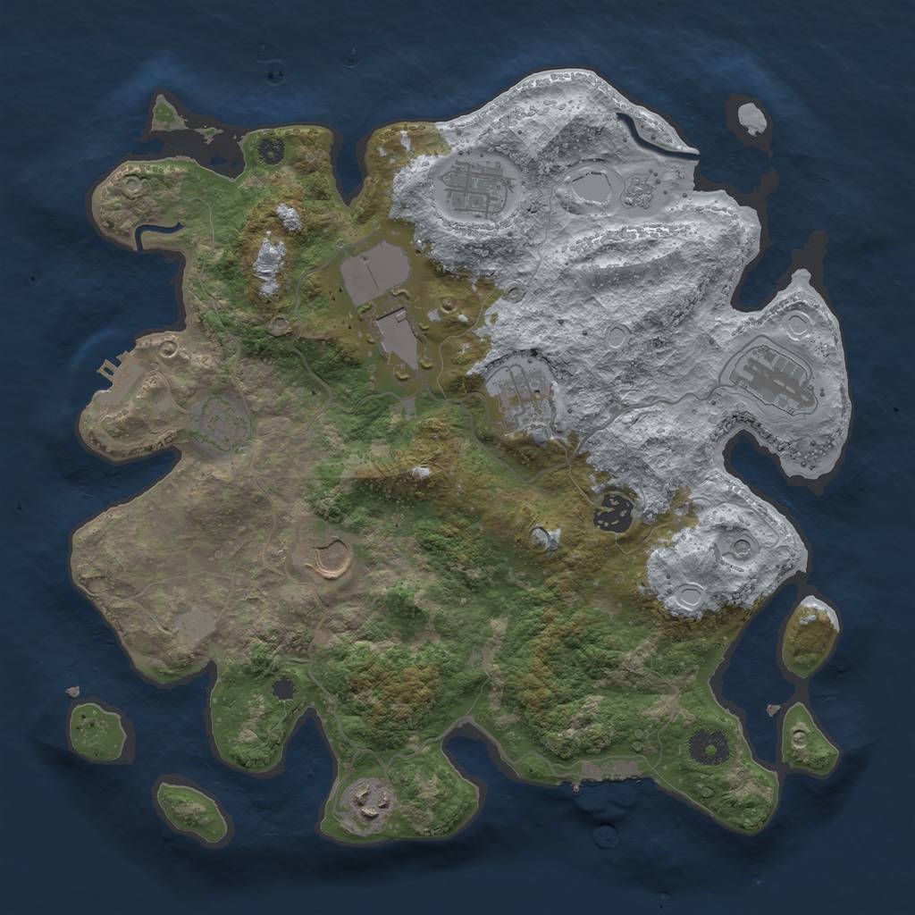 Rust Map: Procedural Map, Size: 3500, Seed: 366241994, 17 Monuments