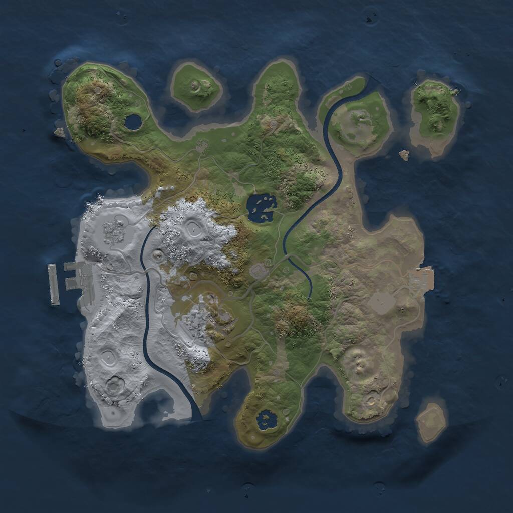 Rust Map: Procedural Map, Size: 2500, Seed: 70990, 5 Monuments