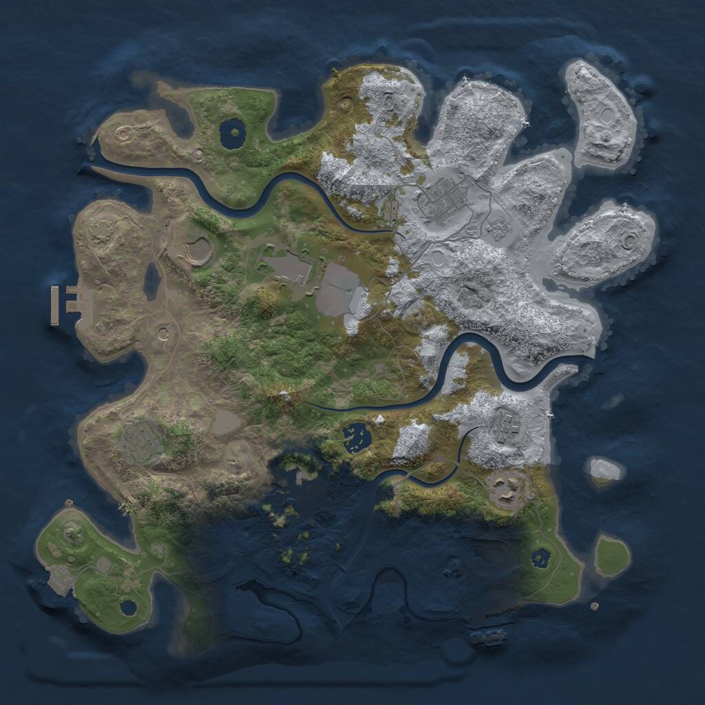 Rust Map: Procedural Map, Size: 3600, Seed: 568296244, 14 Monuments