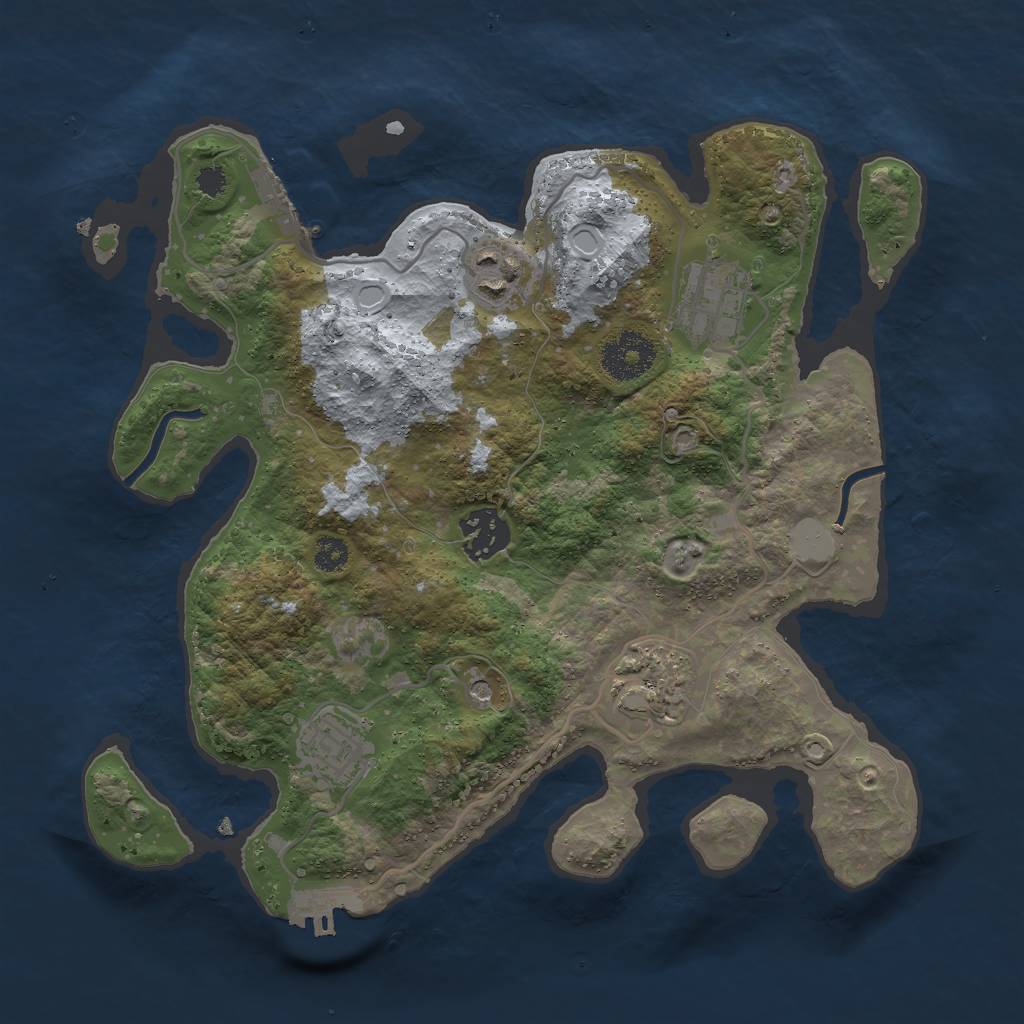 Rust Map: Procedural Map, Size: 3000, Seed: 1044392525, 13 Monuments