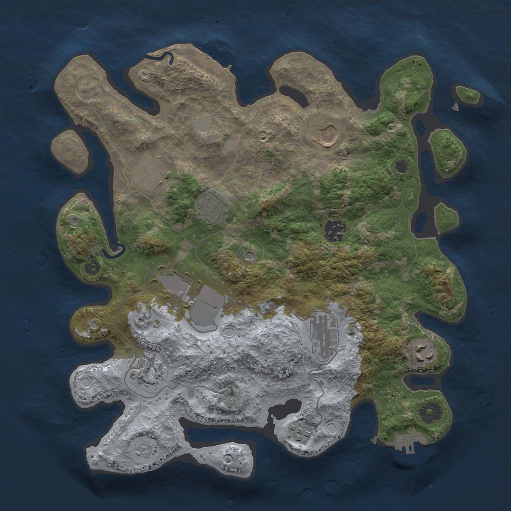 Rust Map: Procedural Map, Size: 3500, Seed: 1373786732, 18 Monuments