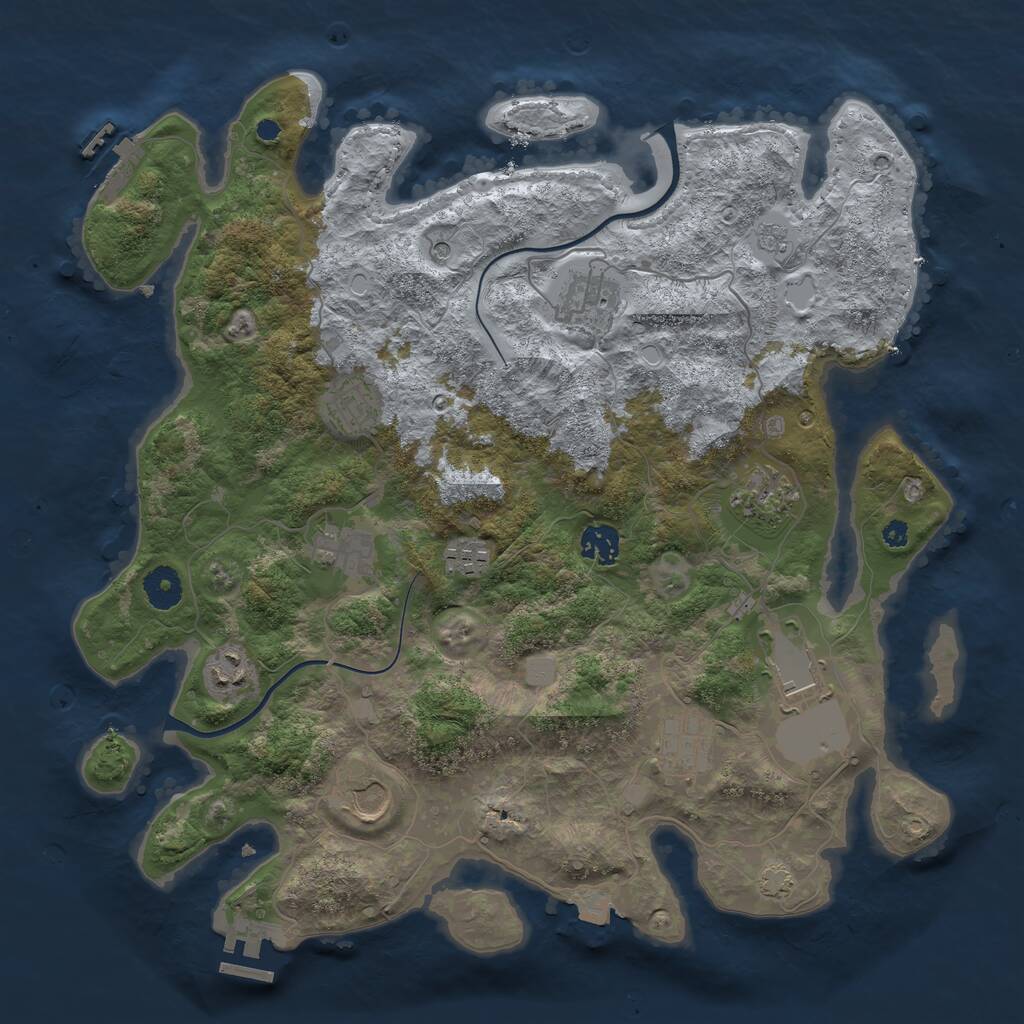 Rust Map: Procedural Map, Size: 3800, Seed: 3525, 16 Monuments