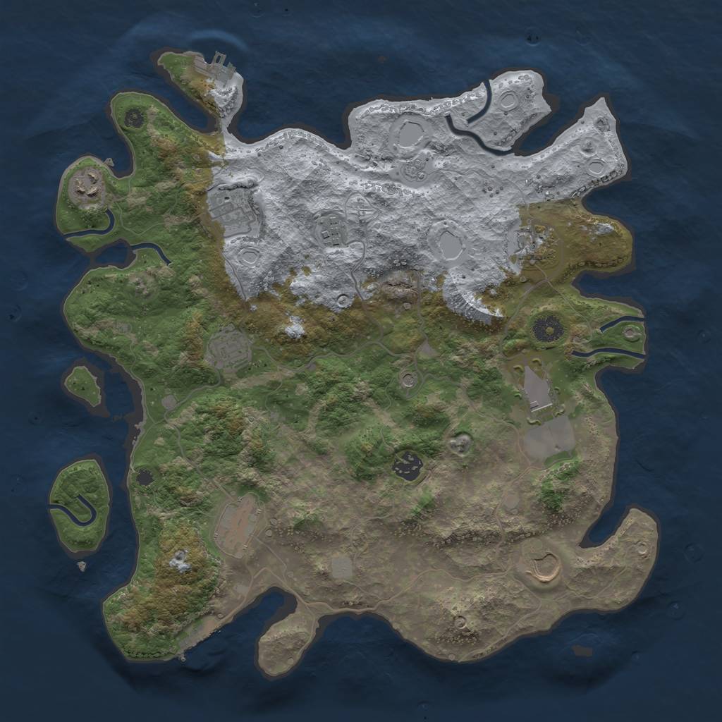 Rust Map: Procedural Map, Size: 3800, Seed: 7241, 18 Monuments