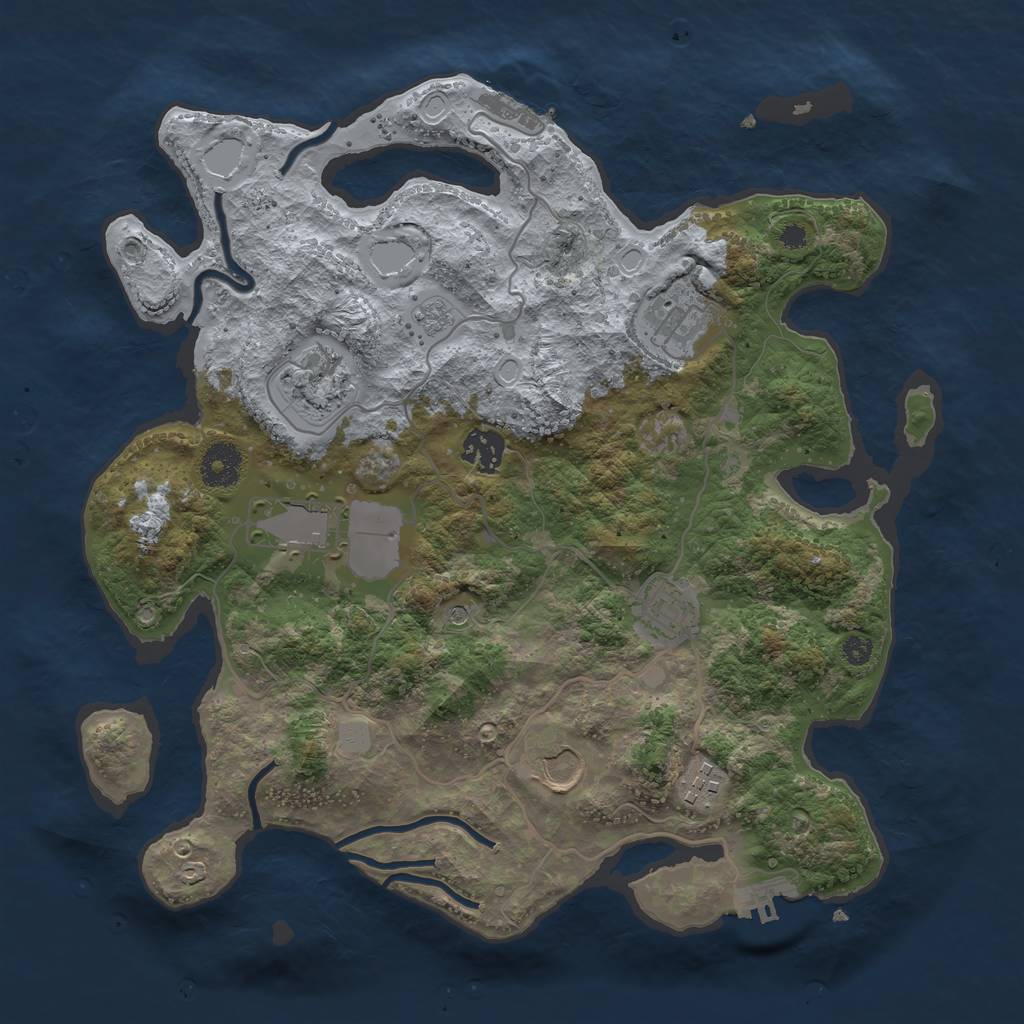 Rust Map: Procedural Map, Size: 3500, Seed: 1008021784, 16 Monuments