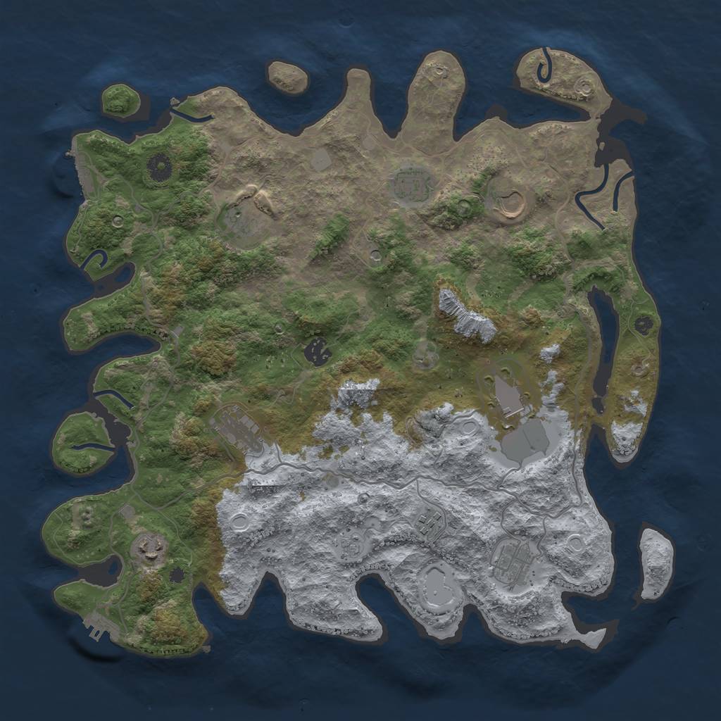 Rust Map: Procedural Map, Size: 4050, Seed: 1065557670, 18 Monuments