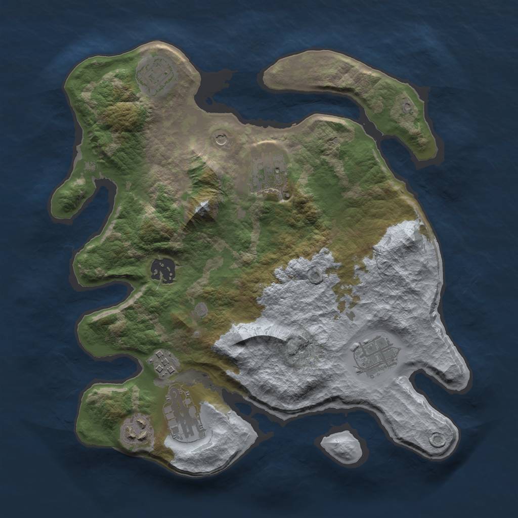 Rust Map: Barren, Size: 3000, Seed: 558344339, 10 Monuments