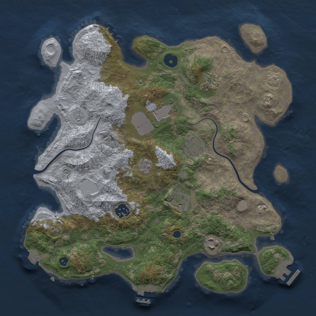 Rust Map: Procedural Map, Size: 3500, Seed: 1136331119, 13 Monuments