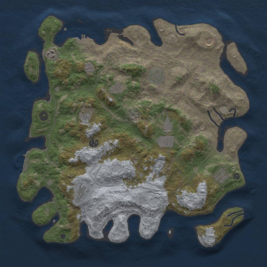 Rust Map: Procedural Map, Size: 4250, Seed: 217409615, 18 Monuments