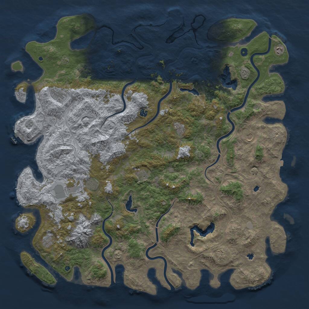 Rust Map: Procedural Map, Size: 6000, Seed: 892173021, 17 Monuments