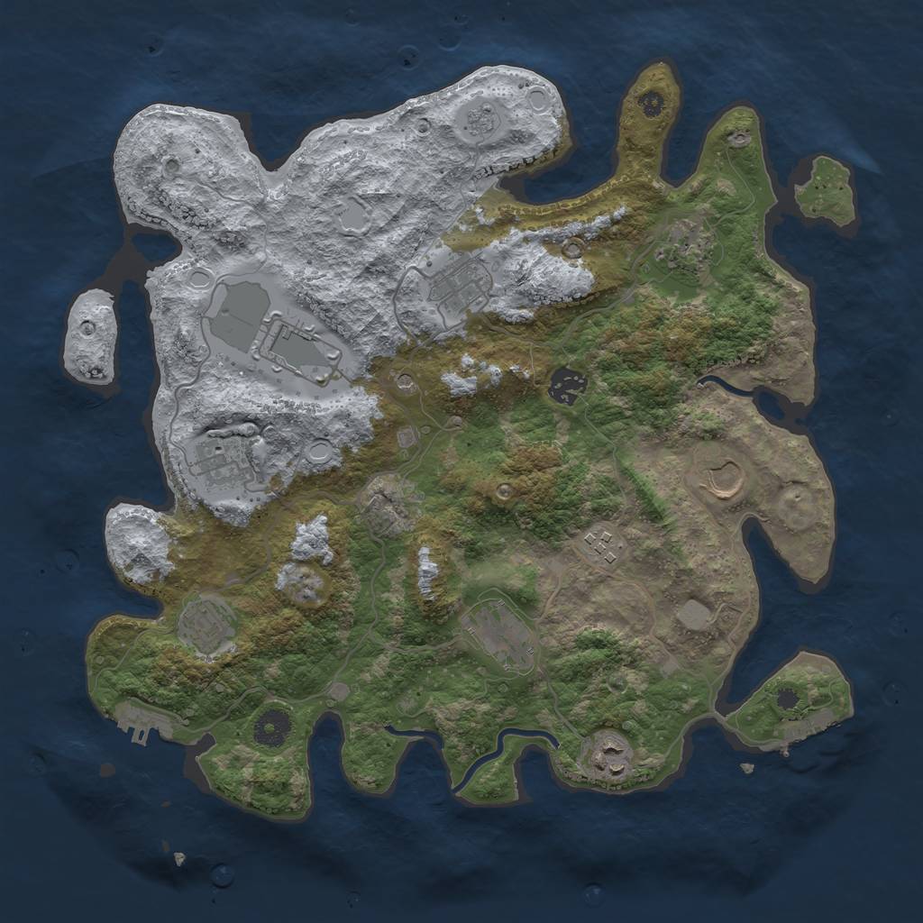 Rust Map: Procedural Map, Size: 3700, Seed: 1780166703, 19 Monuments