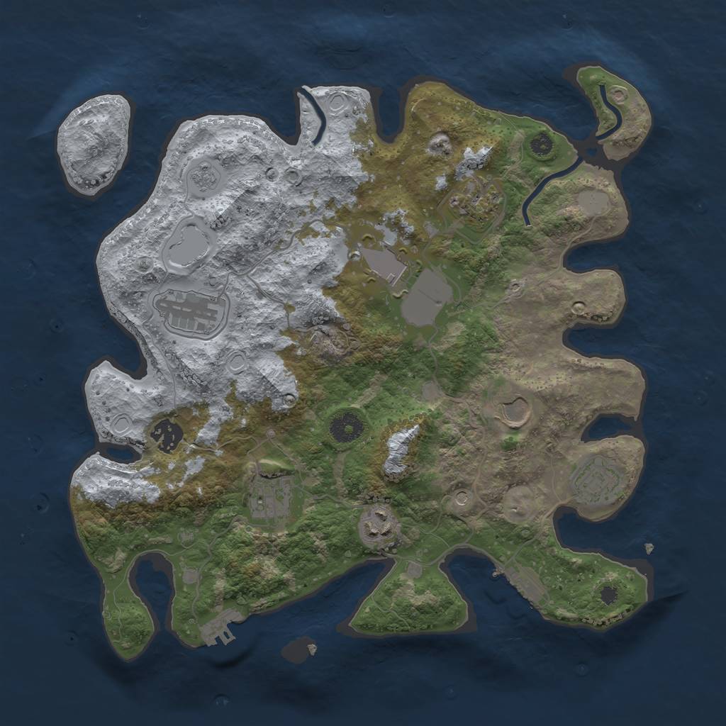 Rust Map: Procedural Map, Size: 3500, Seed: 381591792, 17 Monuments
