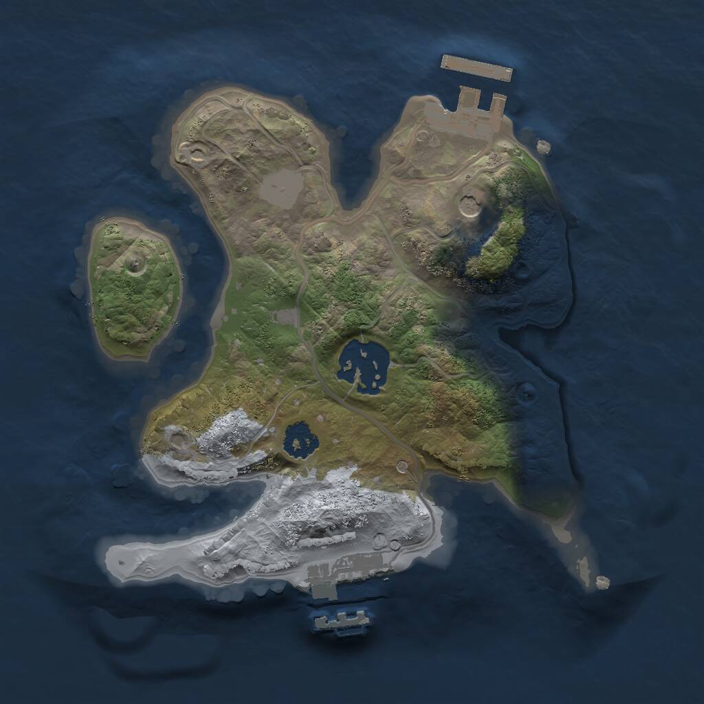 Rust Map: Procedural Map, Size: 2000, Seed: 1065439570, 5 Monuments