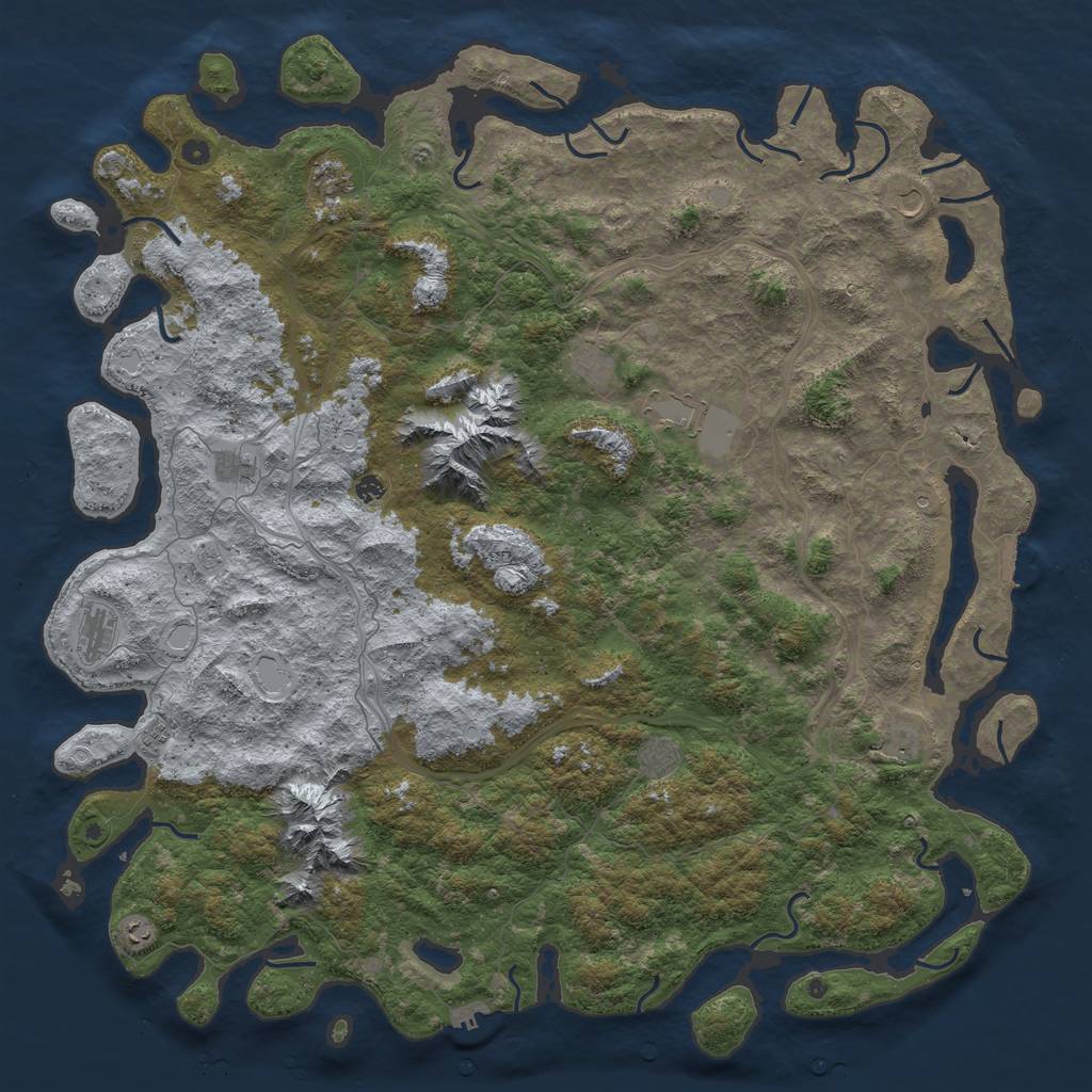 Rust Map: Procedural Map, Size: 6000, Seed: 701499575, 20 Monuments