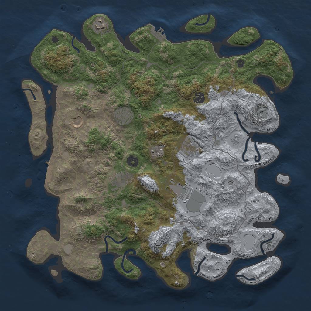 Rust Map: Procedural Map, Size: 4000, Seed: 179000, 17 Monuments