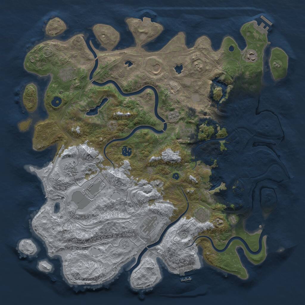 Rust Map: Procedural Map, Size: 4500, Seed: 3287532, 16 Monuments