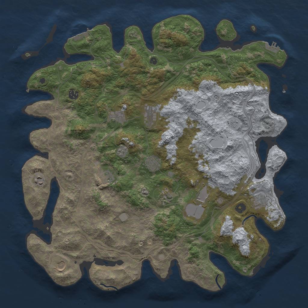 Rust Map: Procedural Map, Size: 4500, Seed: 1162746471, 20 Monuments