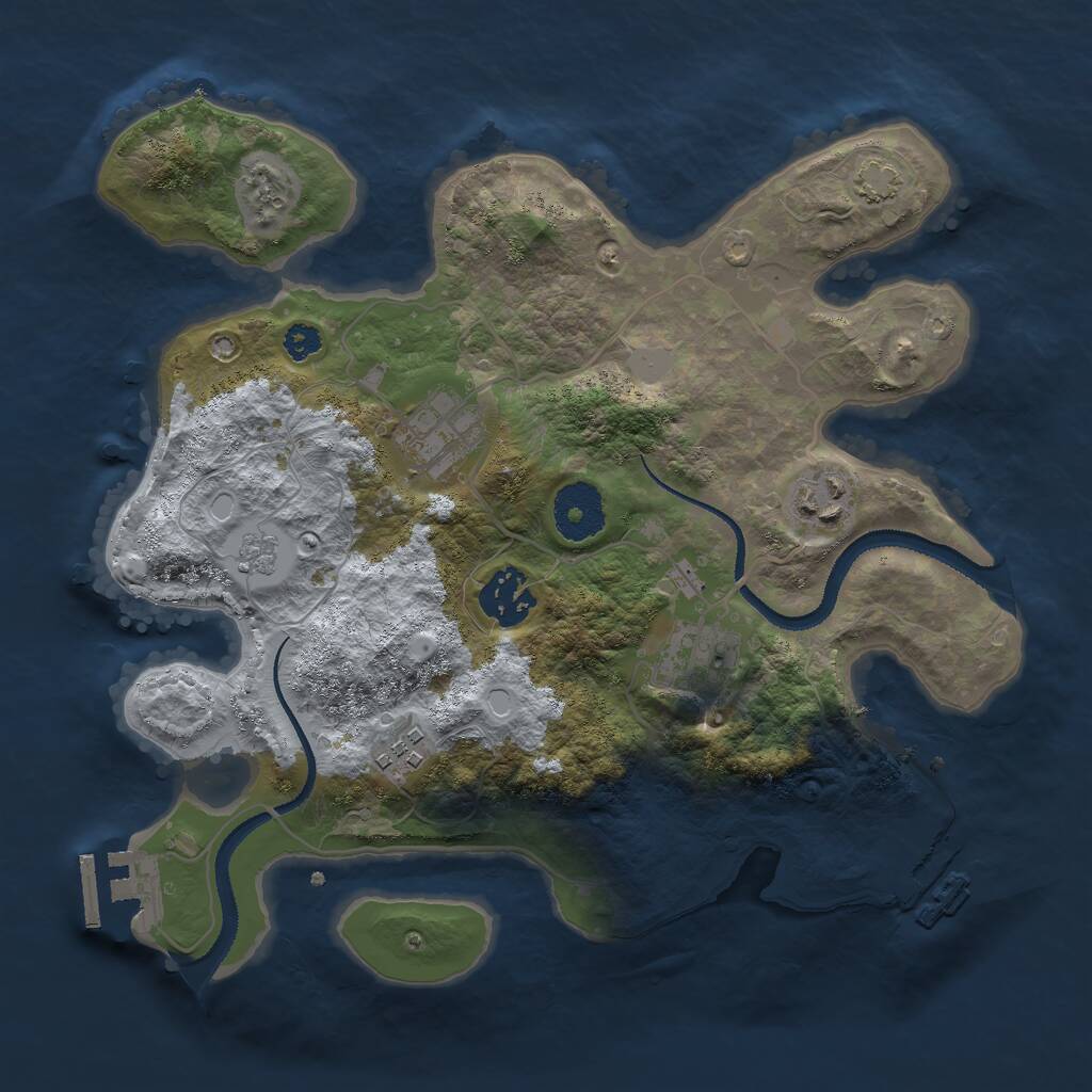 Rust Map: Procedural Map, Size: 3000, Seed: 49855, 10 Monuments