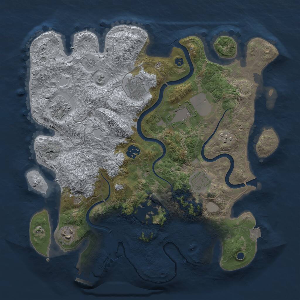 Rust Map: Procedural Map, Size: 3500, Seed: 19179129, 13 Monuments