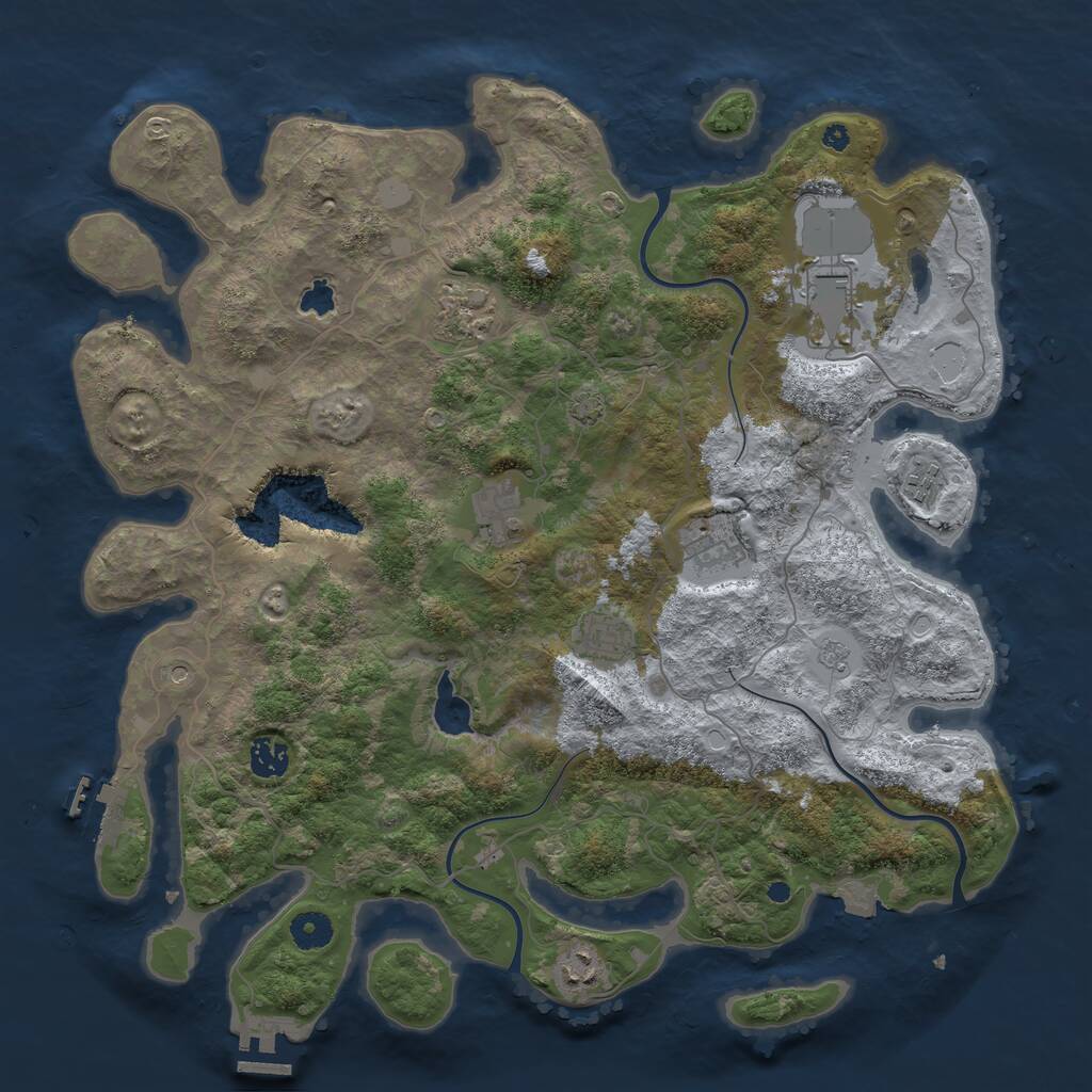 Rust Map: Procedural Map, Size: 4074, Seed: 13828, 14 Monuments
