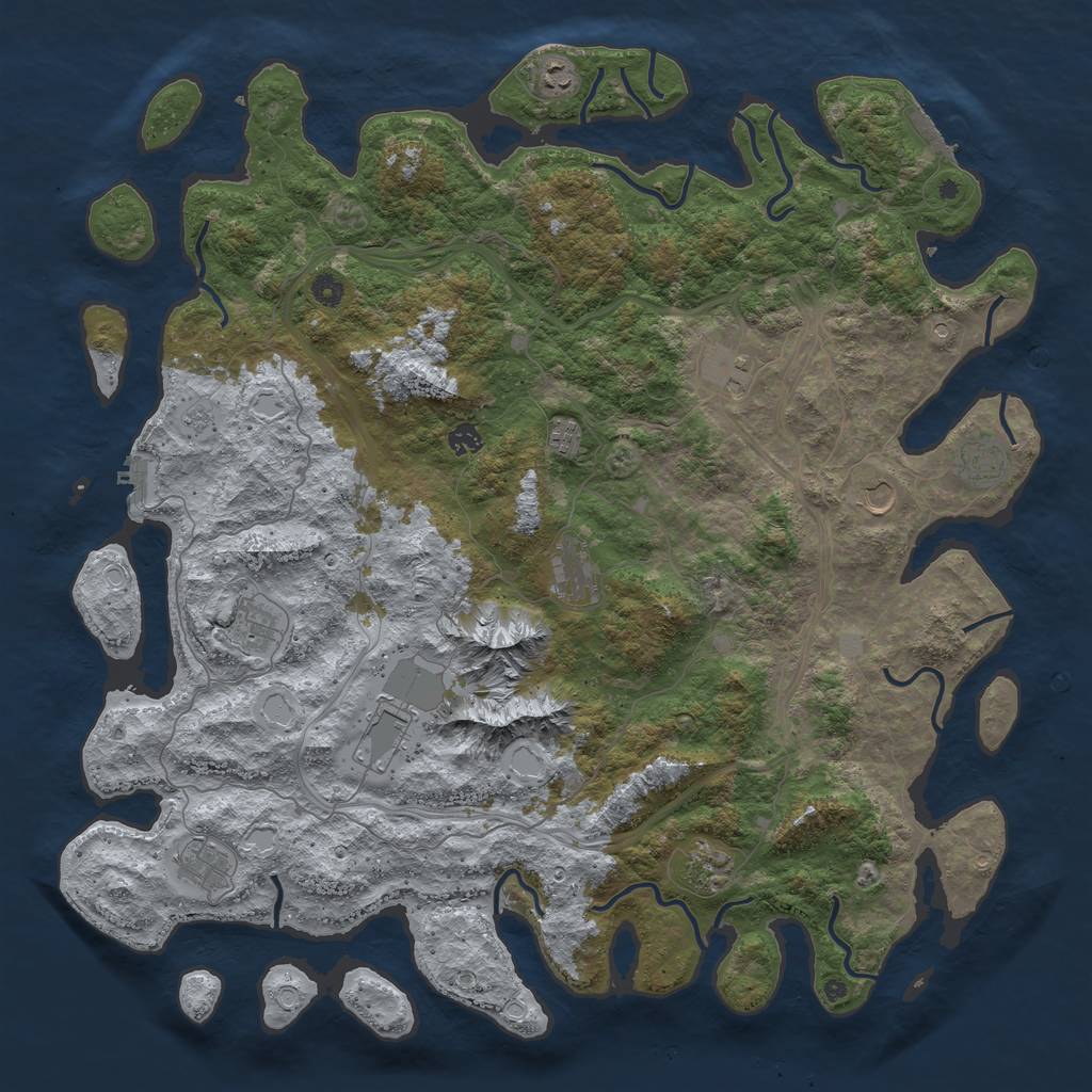 Rust Map: Procedural Map, Size: 5000, Seed: 1928730927, 20 Monuments